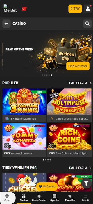 Melbet casino slot kataloğu mobil ekran görüntüsü